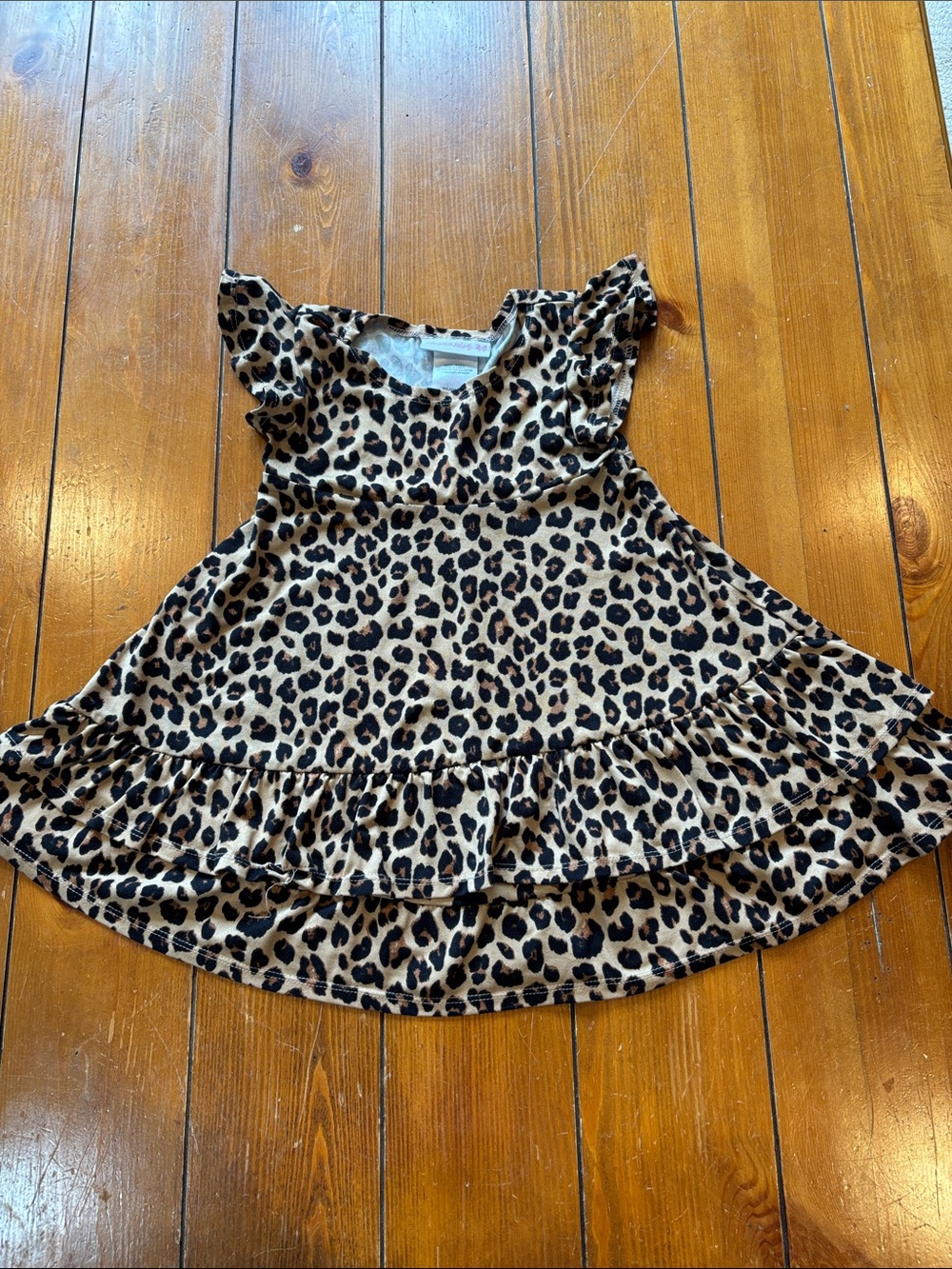 Bonnie Baby Leopard Print Tiered Ruffle Hem Kids Dress Size 24 Months EUC